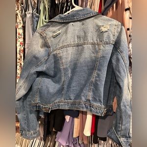 Distressed denim crop jacket Small